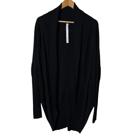 Lululemon Transformation Wrap Cardigan in Black Cashmere Blend, Size 2 - Picture 2 of 16